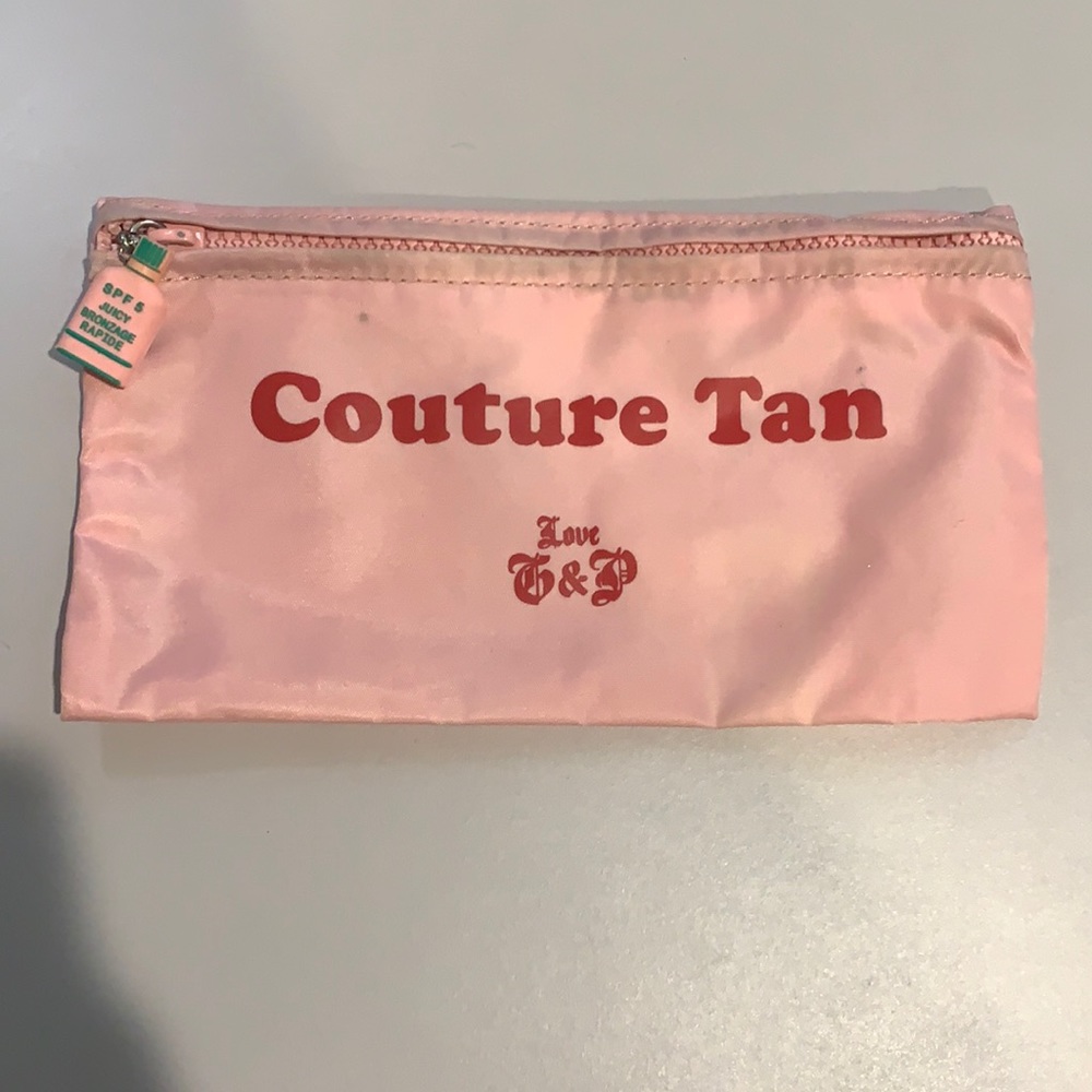 Juicy couture pink nylon zip pouch tan vintage